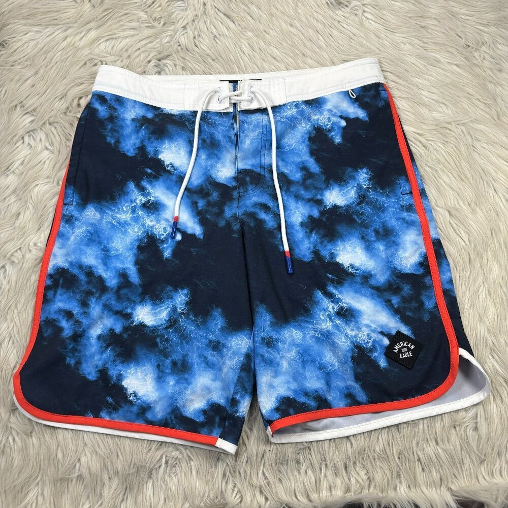 American Eagle Ocean Water Printed Swim Trunks /‎ Board Shorts
